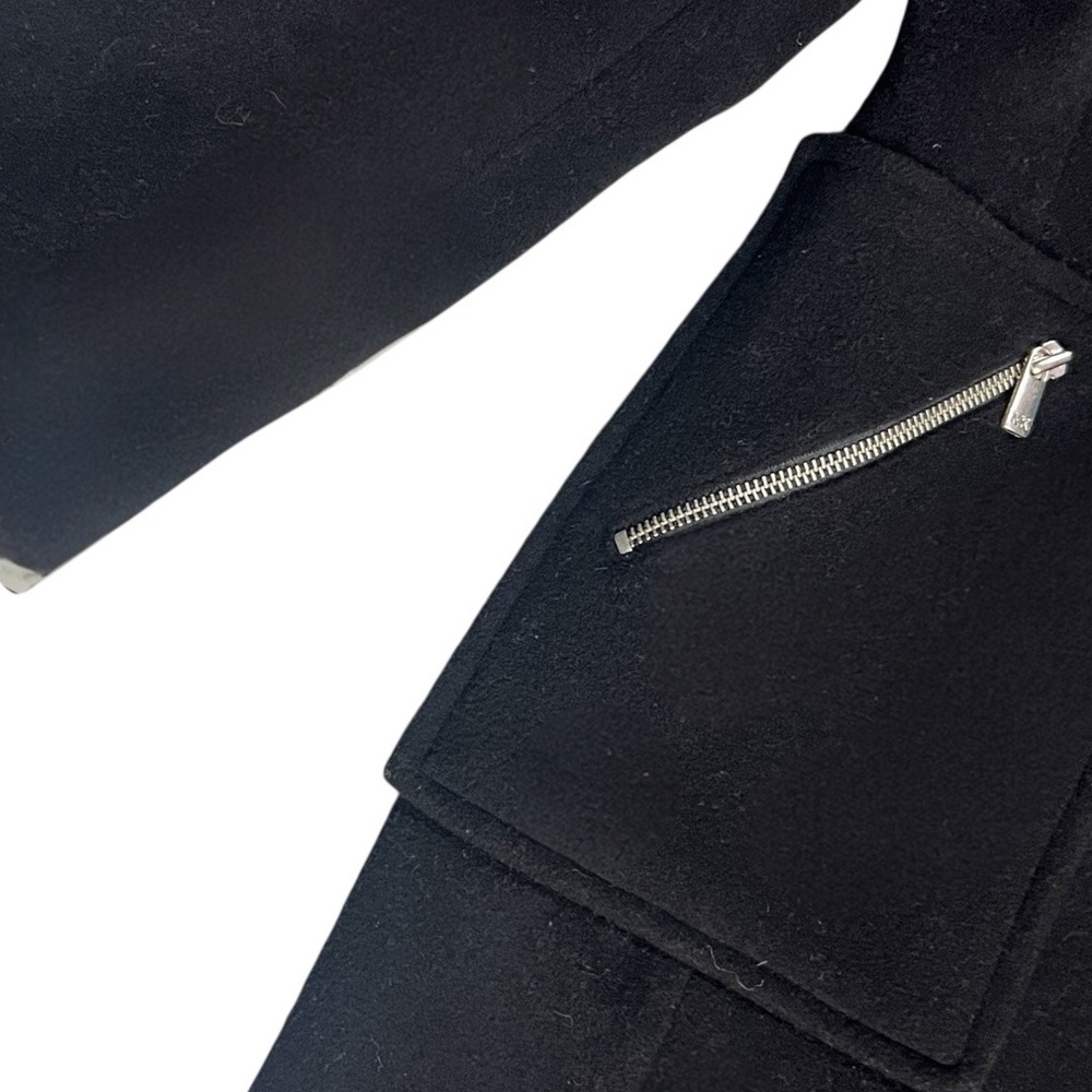 Michael Kors Womens Black 100% Wool Full‎ Zip Ribbed Collar Coat Size 12 - Picture 4 of 8